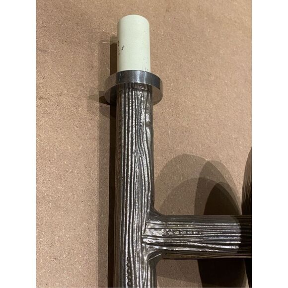 Vintage Modern Wall Sconce with Industrial and Organic Wood Grain Elements - Picture 5 of 7